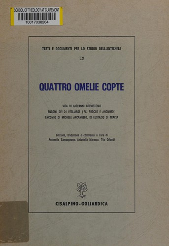 Cover for Quattro omelie copte
