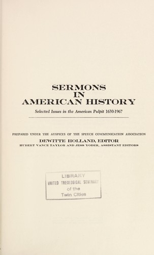 Cover for Sermons in American history