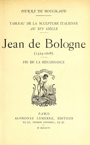 Cover for Tableau de la sculpture italienne au XVIe siècle