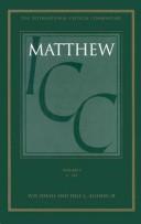 Cover for A Critical and Exegetical Commentary on the Gospel According to Saint Matthew (The International Critical Commentary, Vol. 1)