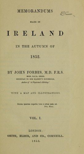 Cover for Memorandums made in Ireland in the autumn of 1852.
