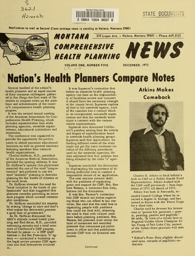 Cover for Montana comprehensive health planning news