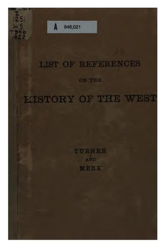 Cover for List of references on the history of the West