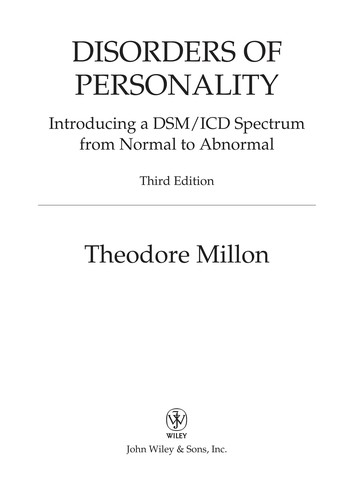 Cover for Disorders of personality