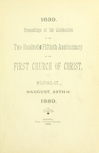 Cover for Proceedings at the celebration of the two hundred and fiftieth anniversary of the First church of Christ