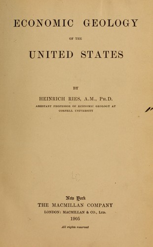 Cover for Economic geology of the United States