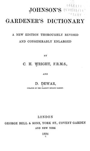 Cover for Johnson's Gardener's dictionary