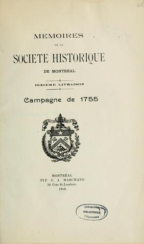 Cover for Campagne de 1755.