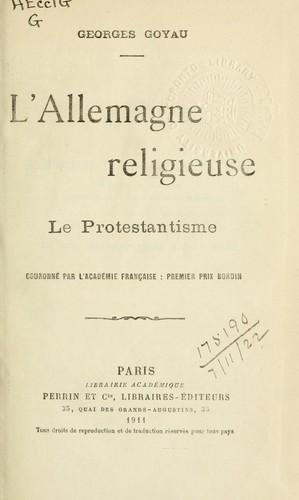 Cover for L'Allemagne religieuse-