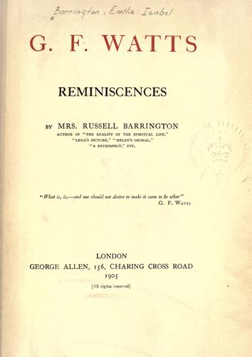 Cover for G.F. Watts