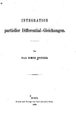 Cover for Integration partieller Differential-gleichungen