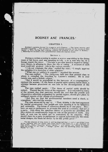 Cover for Rodney and Frances