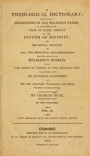 Cover for A theological dictionary
