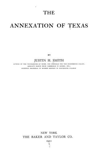 Cover for The annexation of Texas
