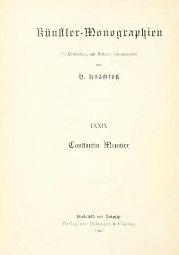 Cover for Constantin Meunier.