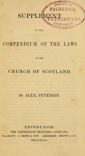 Cover for Supplement to the Compendium of the laws of the Church of Scotland