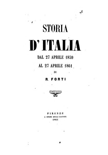 Cover for Storia d'Italia dal 27 aprile 1859 al 27 aprile 1861