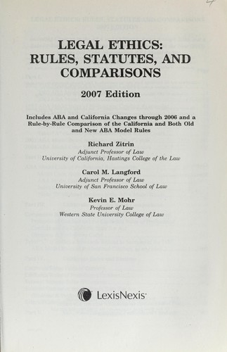 Cover for Legal Ethics