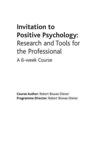 Cover for Invitation to positive psychology coaching