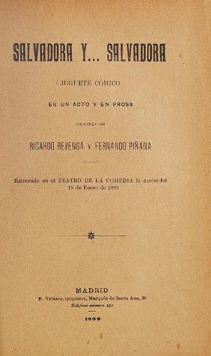 Cover for Salvadora y-- Salvadora
