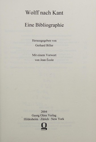 Cover for Wolff nach Kant