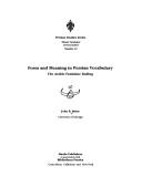 Cover for Form and meaning in Persian vocabulary