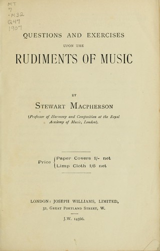 Cover for Questions and exercises upon the rudiments of music