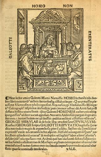 Cover for Heus lector amice Galeotii Martii Narnie[n]sis Homo lecturie[n]ti tibi duobus libris exteriorib[us] me[m]bris, i[n]terioribusq[ue] co[n]stabat i[n]teger ... Georgii Merulae in De homine librum ... rursus i[n] Georgii scripta Galeotti Refutatio i[n]geniosa ...