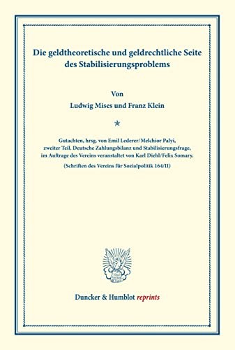 Cover for Die Geldtheoretische und Geldrechtliche Seite des Stabilisierungsproblems