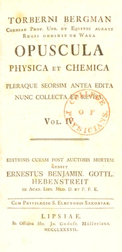 Cover for Opuscula physica et chemica. Pleraque seorsim antea edita