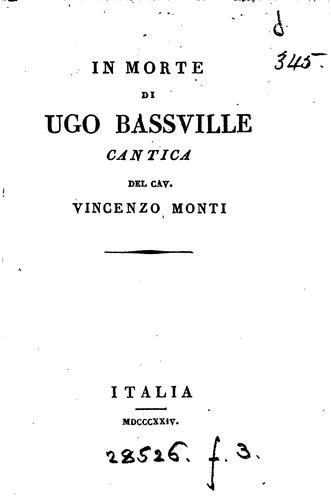 Cover for In morte di Ugo Bassville: cantica