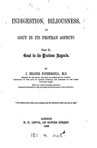 Cover for Indigestion, biliousness and gout in its protean aspects