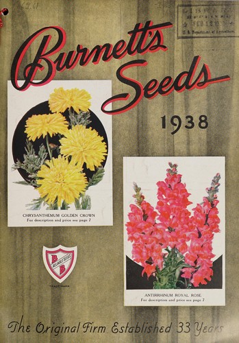 Cover for Burnett's seeds, 1938
