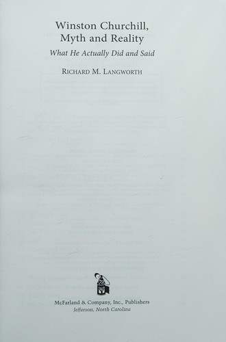 Cover for Winston Churchill, Myth and Reality