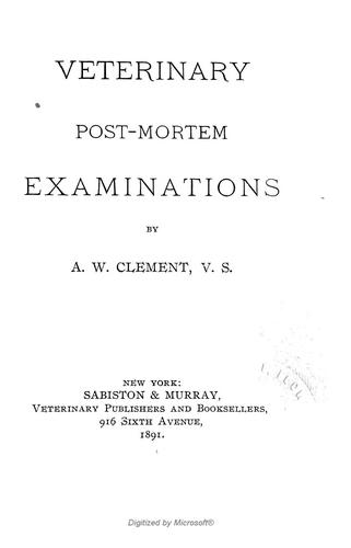 Cover for Veterinary post-mortem examinations
