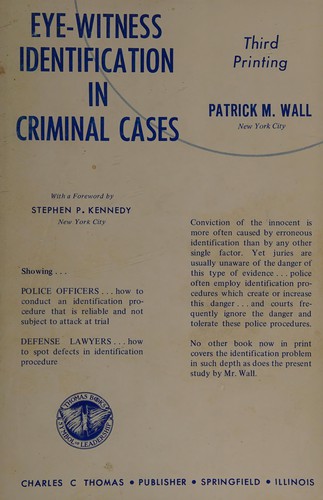 Cover for Eye Witness Identification in Criminal Cases (Third Printing)