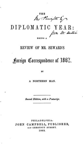 Cover for The Diplomatic Year: Being a Review of Mr. Seward's Foreign Correspondence of 1862