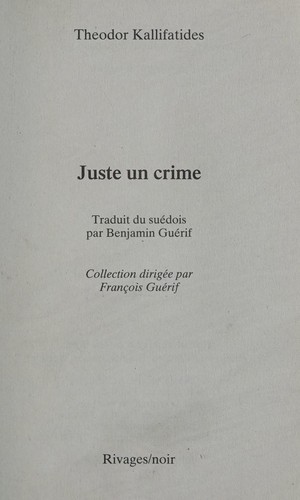 Cover for Juste un crime (French Edition)