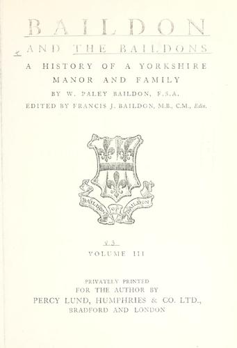Cover for Baildon and the Baildons