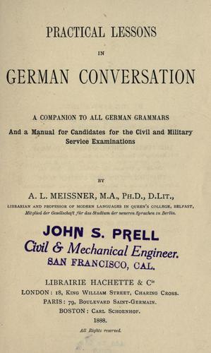 Cover for Practical lessons in German conversation