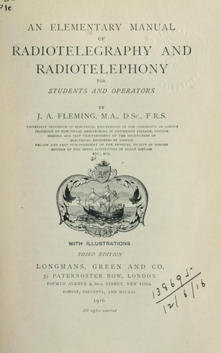 Cover for An elementary manual of radiotelegraphy and radiotelephony for students and operators