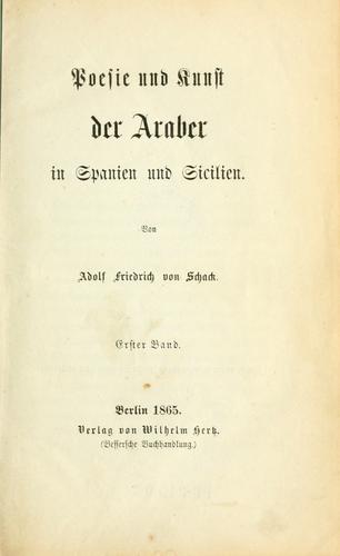Cover for Poesie und Kunst der Araber in Spanien und Sicilien.