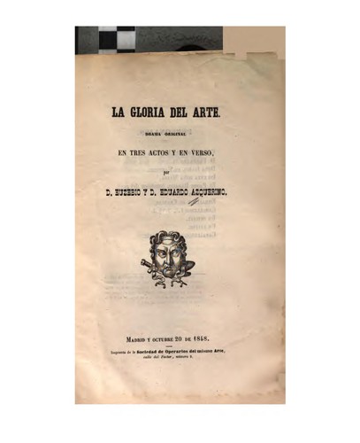 Cover for La gloria del arte: Drama original en tres actos y en verso