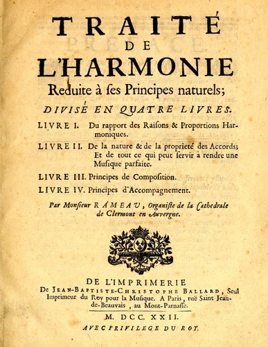 Cover for Traité de l'harmonie reduite à ses principes naturels