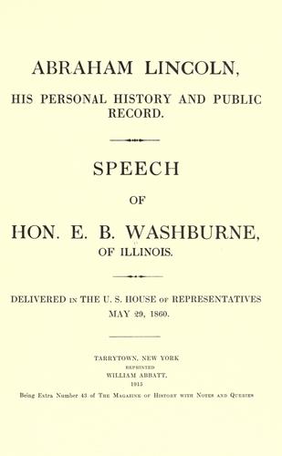 Cover for Abraham Lincoln, his personal history and public record.