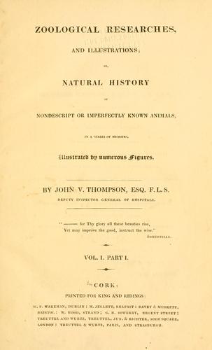 Cover for Zoological researches and illustrations