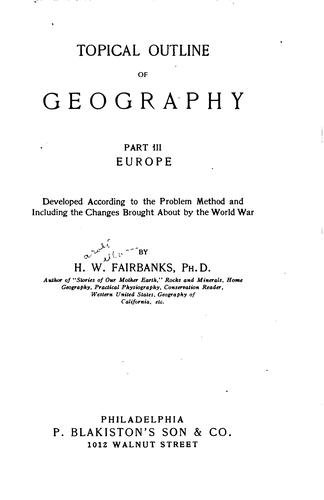 Cover for Topical outline of geography ...