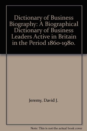 Cover for Dictionary of Business Biography