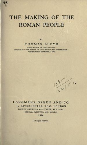 Cover for The making of the Roman people.