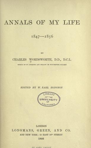 Cover for Annals of my life, 1847-1856
